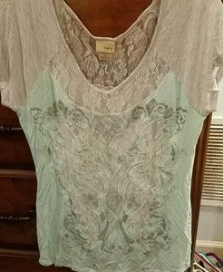 Large Blue Daytrip Shirt with Lace Back